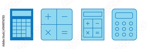 Calculator icon set illustration. Accounting calculator sign and symbol.