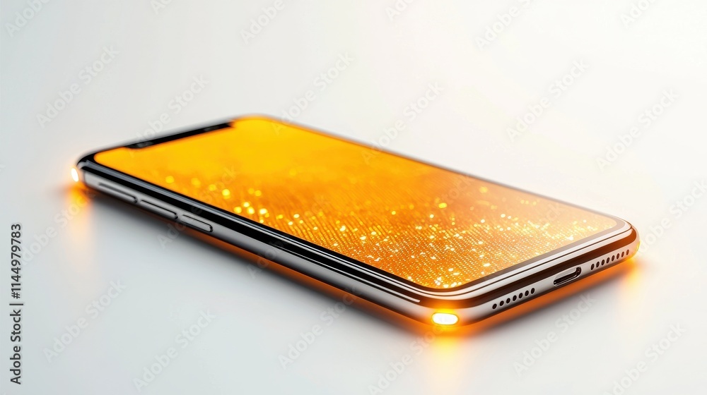 Showcasing modern black smartphone with glowing edges on clean low resolution background for technology enthusiasts Showcasing modern black smartphone with glowing edges on clean low resolution background for technology enthusiasts