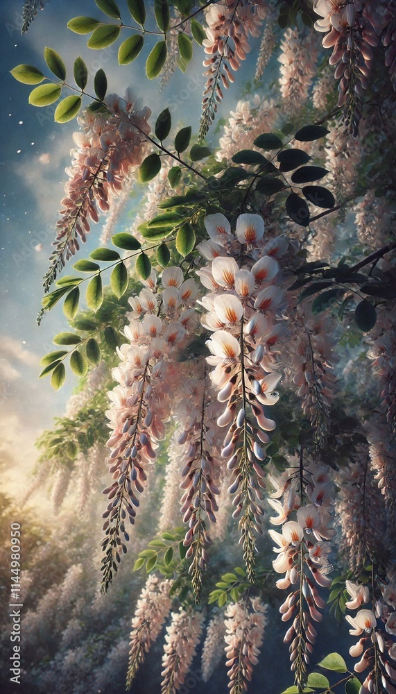 Elegant White Blooms of the False Acacia in Spring Elegant White Blooms of the False Acacia in Spring