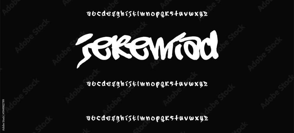 Street alphabet in hip-hop graffiti style, hand drawn. youthful urban atmosphere. energetic expressive title. vector graffiti alphabet on black background Street alphabet in hip-hop graffiti style, hand drawn. youthful urban atmosphere. energetic expressive title. vector graffiti alphabet on black background