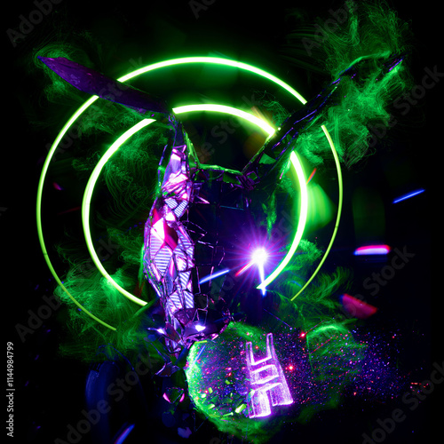 background,music album cover, abstract silhouette demon	