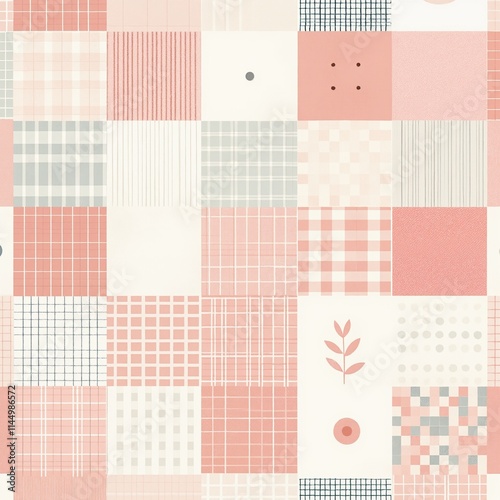 A patchwork quilt with a tree and a leaf on it