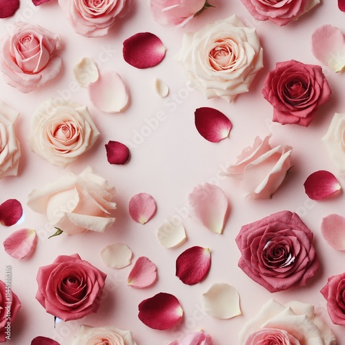 A close up of a pink and white rose bouquet with pink petals and white petals