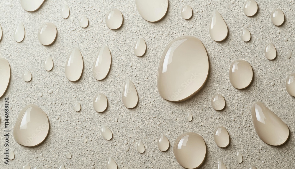 Close-up of water droplets on a textured surface, showcasing clarity and reflections in a soft, neutral color palette. Close-up of water droplets on a textured surface, showcasing clarity and reflections in a soft, neutral color palette.