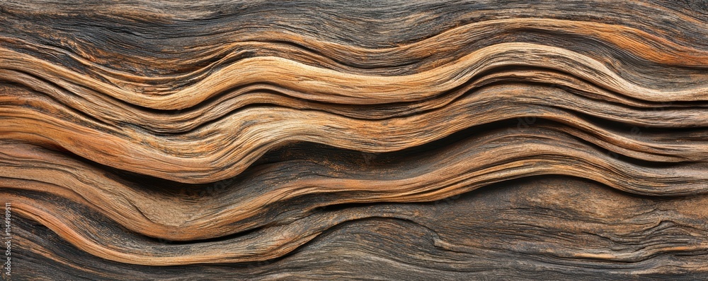 Wavy patterns of textured wood display rich hues of brown and orange, creating a visually stunning natural design. Wavy patterns of textured wood display rich hues of brown and orange, creating a visually stunning natural design.