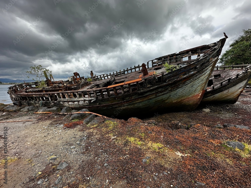 Abandoned Shipwreck on the Scottish Coastline Abandoned Shipwreck on the Scottish Coastline