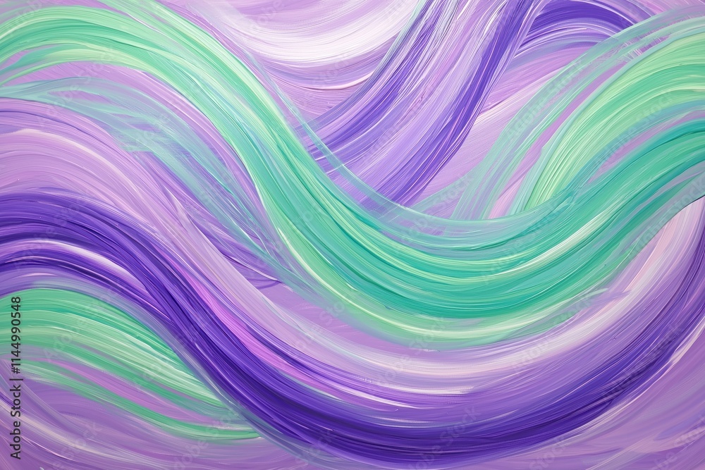 Purple and green brushstrokes creating a wavy pattern Purple and green brushstrokes creating a wavy pattern