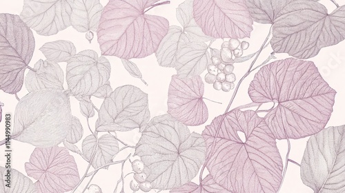 Delicate Pastel Floral Leaves Print - Elegant Botanical Illustration for Home Decor