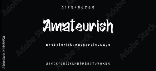 Street alphabet in hip-hop graffiti style, hand drawn. youthful urban atmosphere. energetic expressive title. vector graffiti alphabet on black background