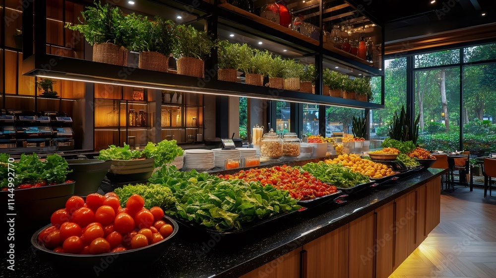 Obraz premium Fresh vegetable buffet displaying variety of healthy food options