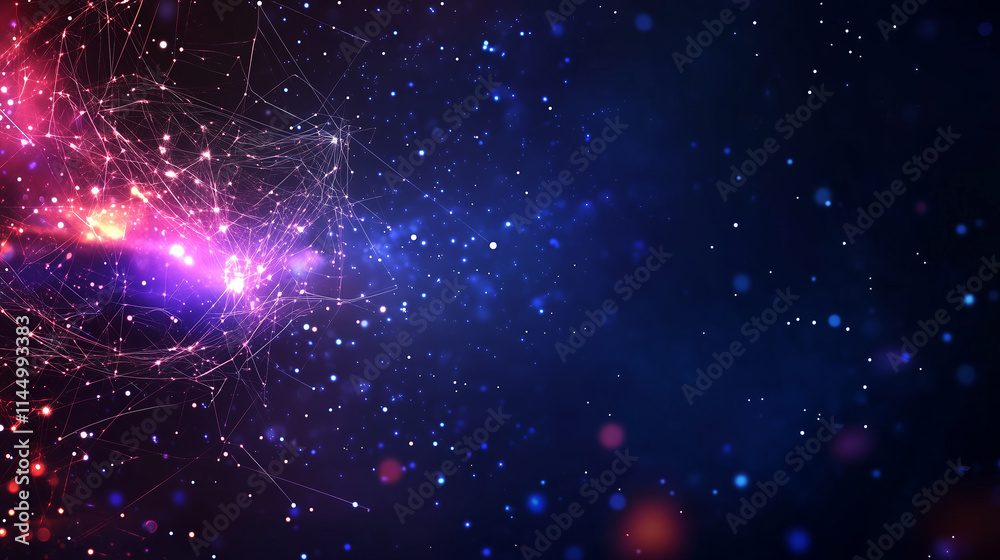 Fototapeta premium Colorful abstract digital background depicting cosmic elements and vibrant light patterns