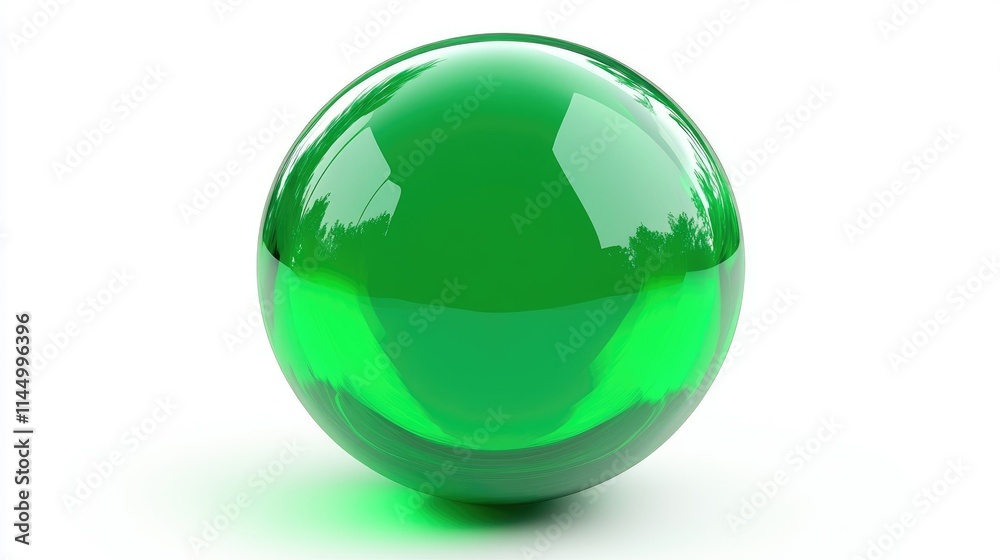Shiny green glass sphere isolated on white background. Shiny green glass sphere isolated on white background.