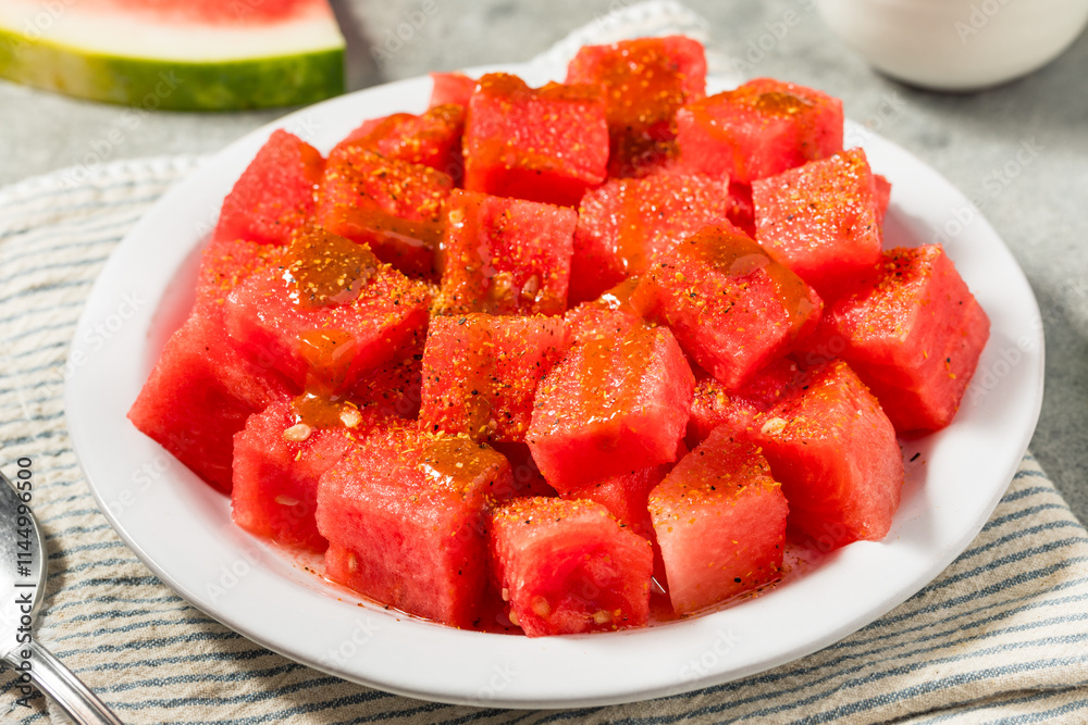 Spicy and Sweet Mexican Tajin Watermelon Cubes Spicy and Sweet Mexican Tajin Watermelon Cubes