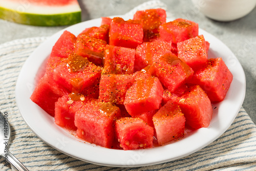 Spicy and Sweet Mexican Tajin Watermelon Cubes