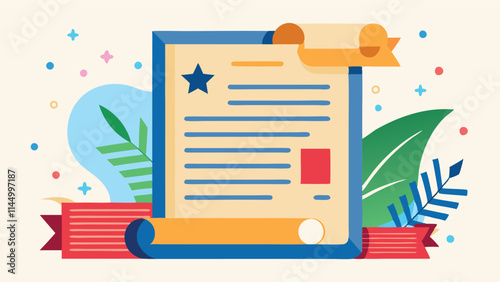 Creative vector design showcasing a checklist and writing process with vibrant colors and elements of achievement