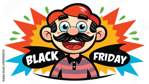 Vector illustration of a cheerful cartoon character with glasses expressing excitement and energy in a dynamic, colorful design