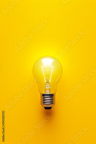 Business creativity concepts are sparked by innovative ideas, often represented by a lightbulb symbol against a bright yellow background._00001_
