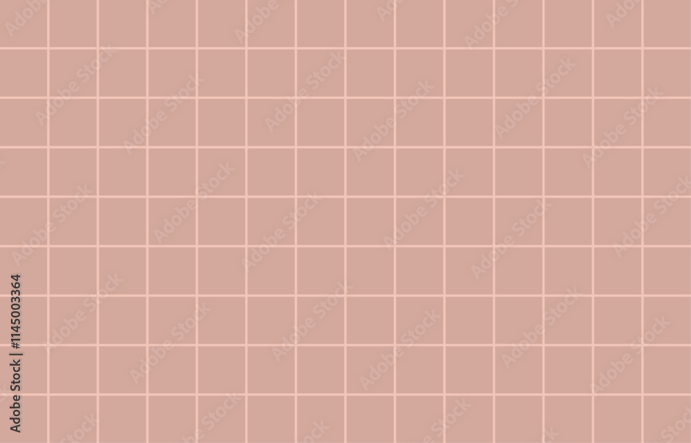 Fototapeta premium シンプルなチェック柄(ベージュ✕ピンク)、グラフチェック、ラインチェック、方眼、背景素材