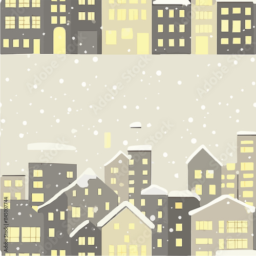 Minimal seamless vector of a winter townscape