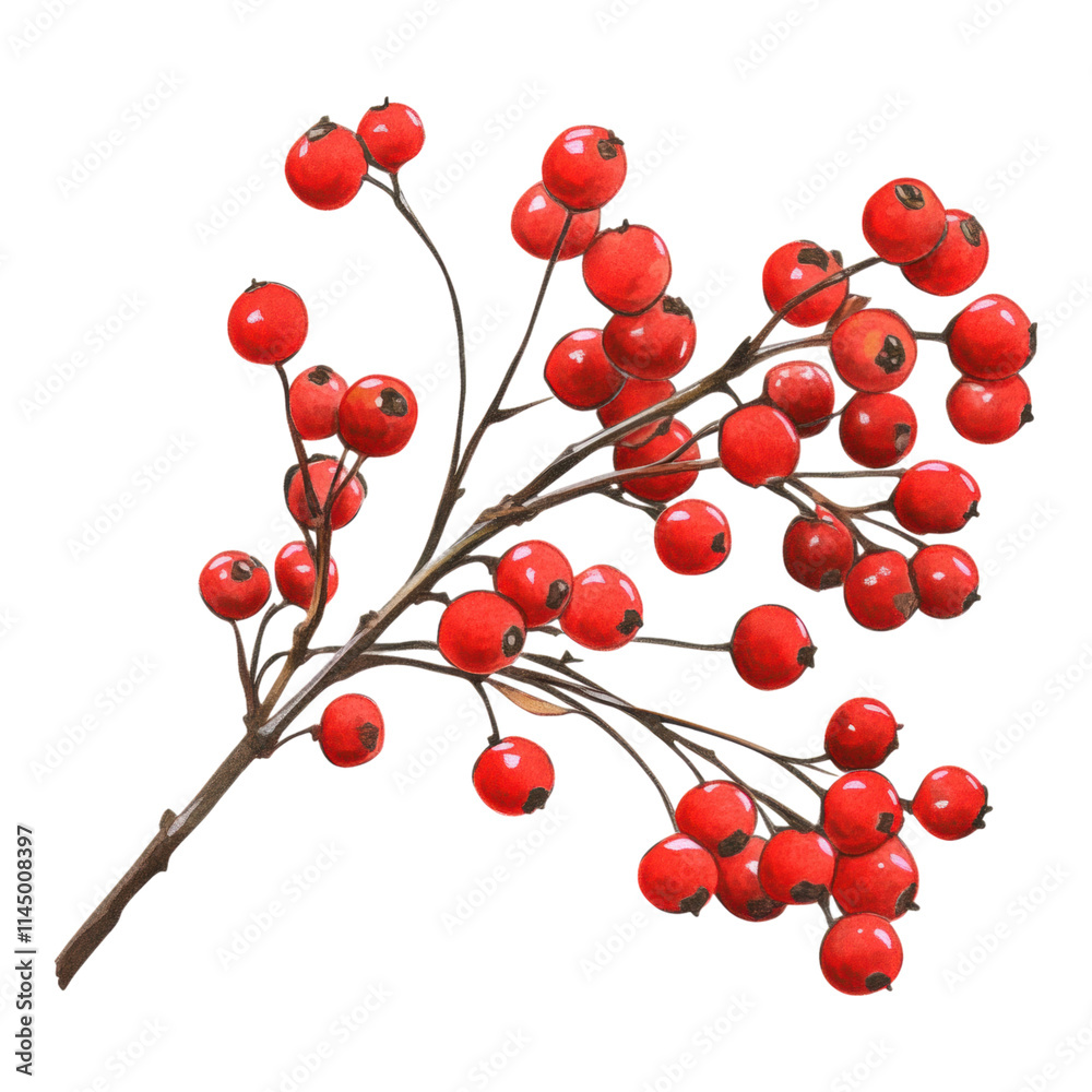 Vibrant red berry branch nature scene botanical photography isolated background close-up view seasonal decor ideas Vibrant red berry branch nature scene botanical photography isolated background close-up view seasonal decor ideas