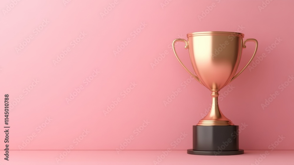 Stylish gold trophy on pink background. Stylish gold trophy on pink background.