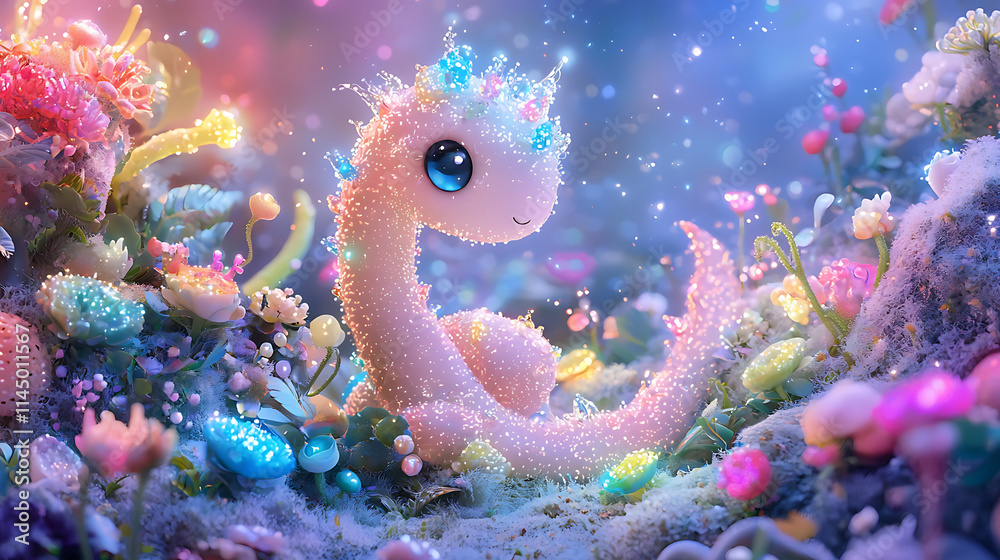 mystical creature with sparkling scales in vibrant, enchanted forest mystical creature with sparkling scales in vibrant, enchanted forest