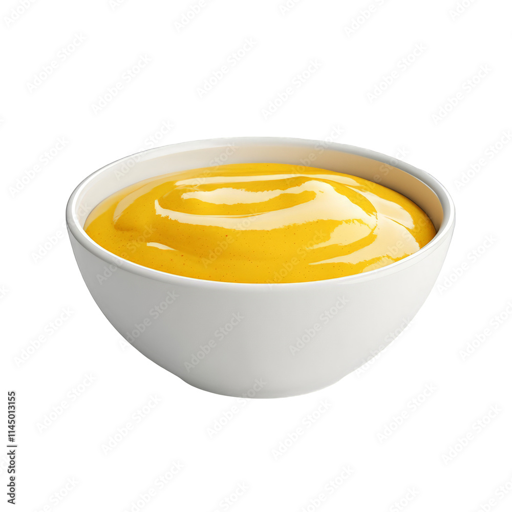 Delicious Mustard Sauce in a White Bowl Condiment Creamy Texture Spicy Flavor American Classic Burger Topping Hot Dog Relish Sandwich Spread Isolated on White Background PNG Image with Clipping Path Delicious Mustard Sauce in a White Bowl Condiment Creamy Texture Spicy Flavor American Classic Burger Topping Hot Dog Relish Sandwich Spread Isolated on White Background PNG Image with Clipping Path