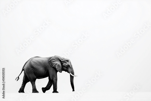 Minimalistic Silhouette of an Elephant on a White Background, Concept of Simplicity and Elegance photo