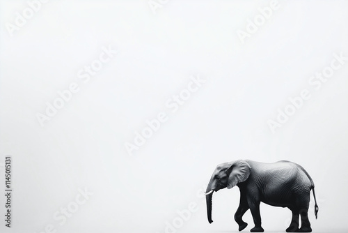 Minimalistic Silhouette of an Elephant on a White Background, Concept of Simplicity and Elegance photo