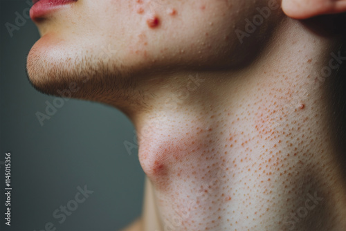 Skin Irritation on Neck – Close-Up of Dermatological Issue Highlighting Problematic Areas
