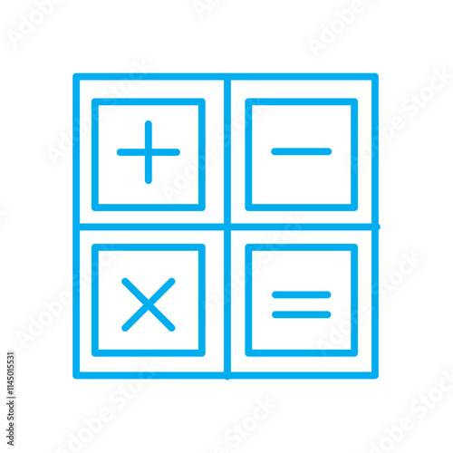 Calculator outline icon sky colour , vector calculator outline icon image, calculator symbol png image