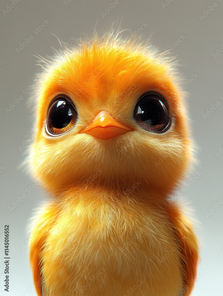 Adorable Baby Chick with Big Eyes - fluffy yellow baby chick with expressive, oversized eyes and a curious look. The soft lighting and natural background create a charming and innocent vibe. Adorable Baby Chick with Big Eyes - fluffy yellow baby chick with expressive, oversized eyes and a curious look. The soft lighting and natural background create a charming and innocent vibe.
