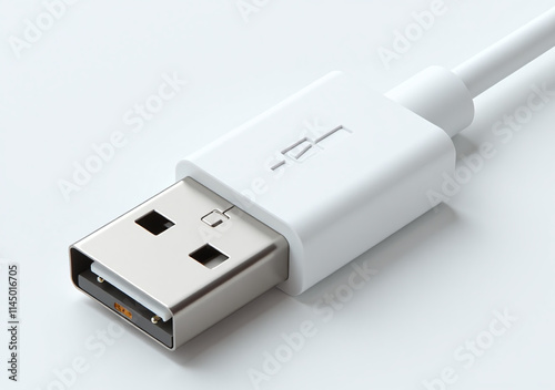 white usb cable realistic appearance detailed texture color closely mimics real