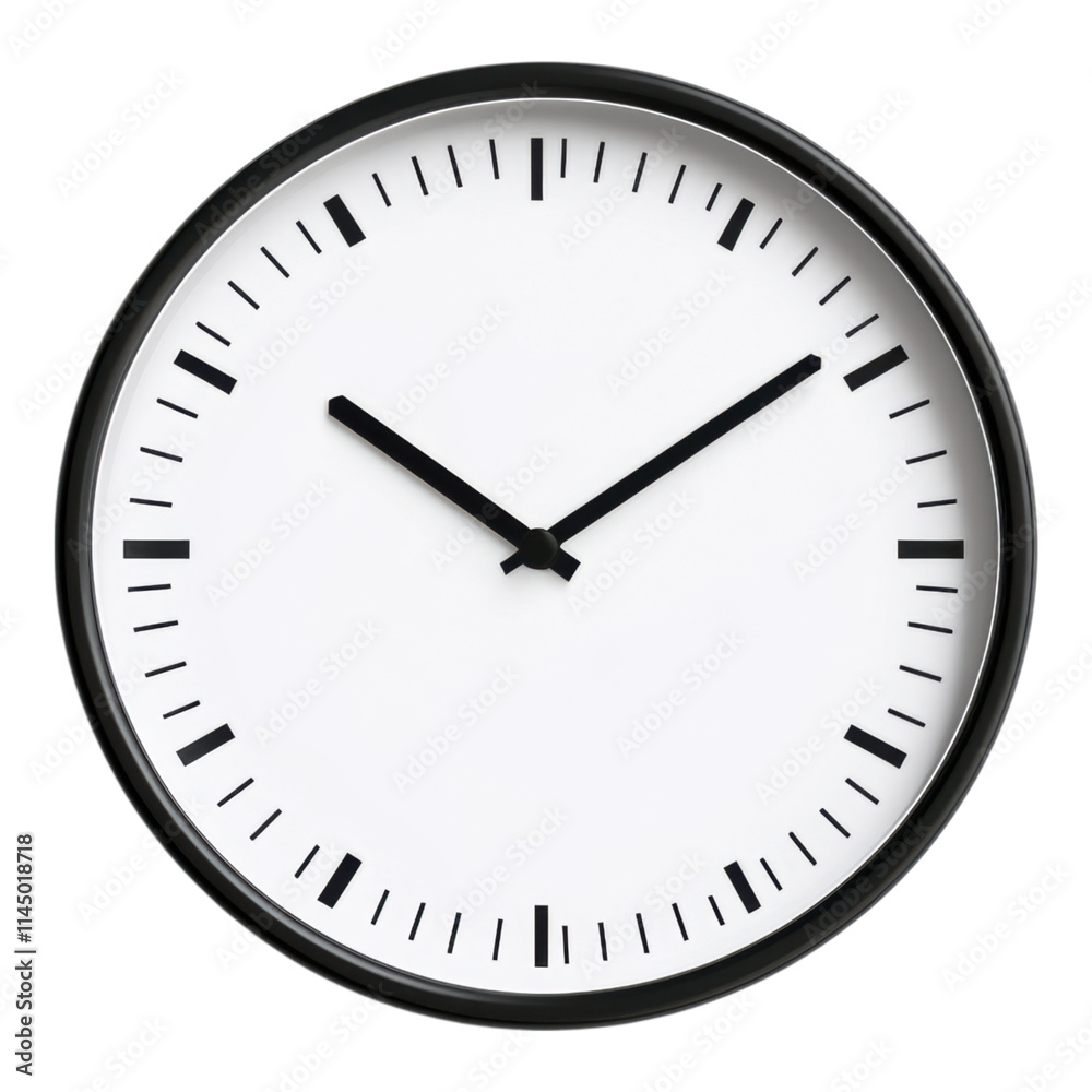 Minimalist clock design featuring a black and white color scheme, displaying the time as ten ten against a clean white background