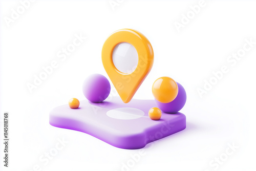 3D Location Icon on White Background Illustrating Travel and Navigation