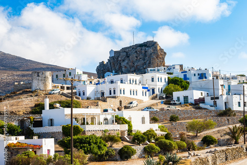 Obraz na płótnie View of Chora village and mountains, Amorgos island, Cyclades, Greece w salonie
