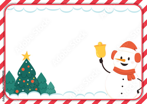 Christmas label vector. free space for text. sale card. Snow man character design.