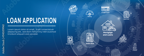 Credit Score for Loan Refinance or Application Icon Set and Web Banner