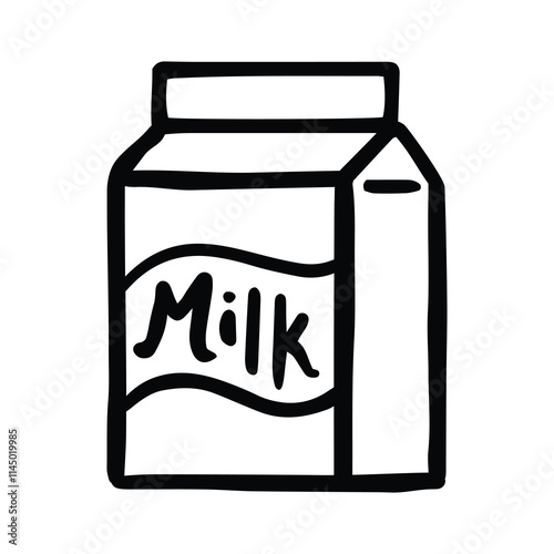 Milk Carton Jug or Bottle Jar Icon Hand Drawn Black and White-Thick Lines SVG