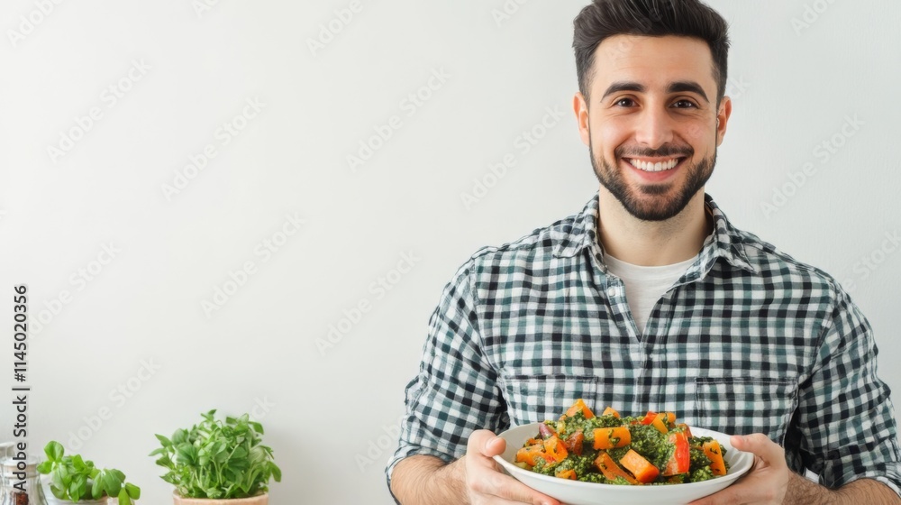 Scrumptious Healthy Food Displayed by a Man
