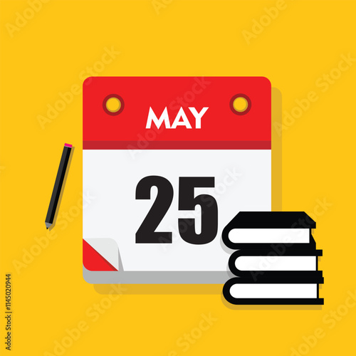 calender icon, 25 may icon with yellow background