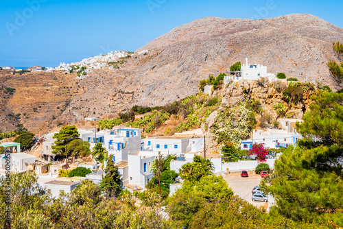 Obraz na płótnie View of houses in Lagada village and mountains, Amorgos island, Cyclades, Greece w salonie
