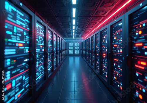 cyberpunk space polygonal geometry blurred business technology digital interior data