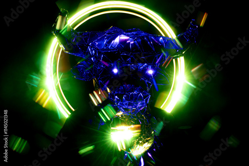 music album cover, abstract silhouette demon	
