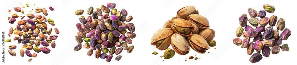 colorful pistachio nuts scattered piles on transparent background colorful pistachio nuts scattered piles on transparent background