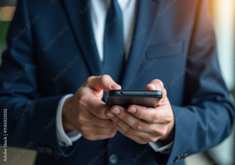 formal man holds smartphone edge computing one hand wearing formal formal man holds smartphone edge computing one hand wearing formal
