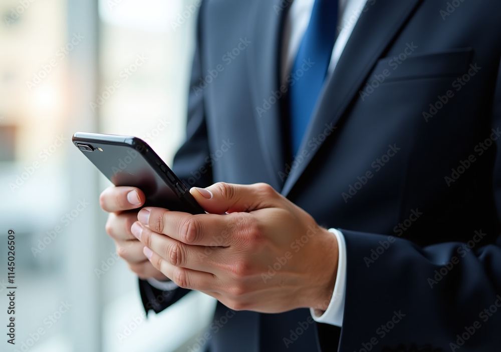 human wears formal suit smartphone business site showing error message human wears formal suit smartphone business site showing error message