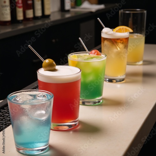 Bartenders array of colorful concoctions on display photo