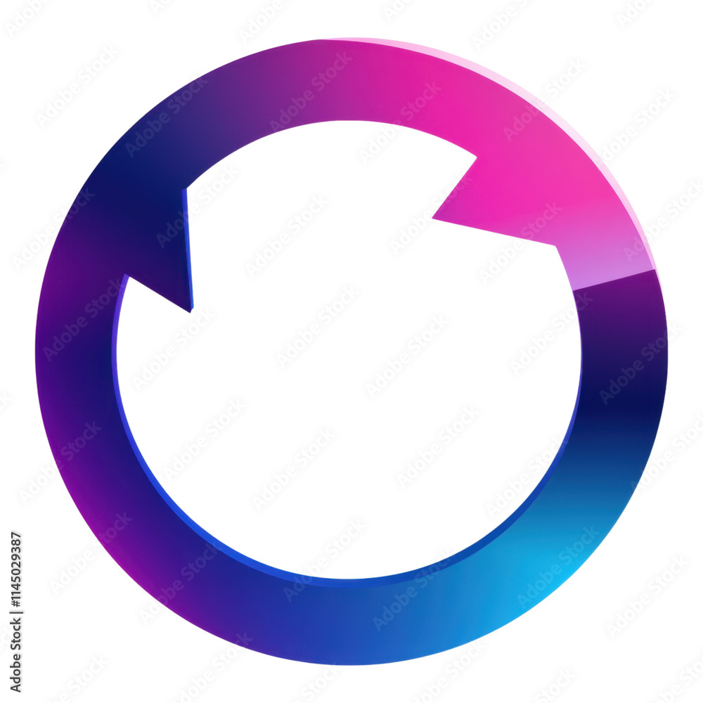 Circular refresh arrow icon, dynamic design, transparent background, ideal for user interface applications, enhancing interactivity and usability