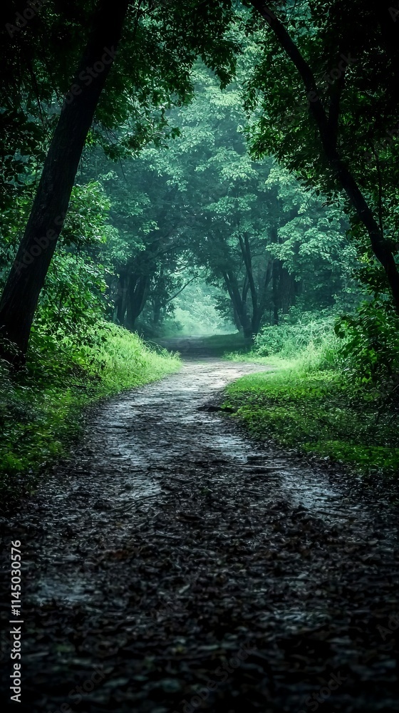 A serene forest path surrounded by lush greenery and soft light. A serene forest path surrounded by lush greenery and soft light.